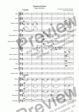 page one of Gershwin - Summertime for Soprano and Orchestra