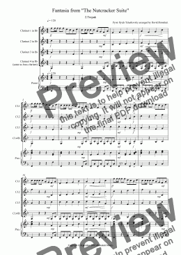 page one of Trepak (Fantasia from Nutcracker) for Clarinet Quartet