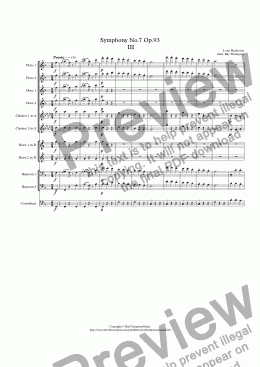 page one of Beethoven: Symphony No.7 Op.93 Mvt.III Presto - symphonic wind