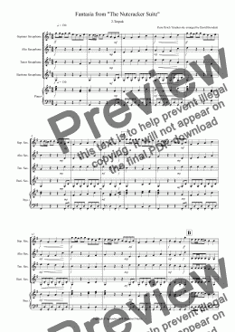 page one of Trepak (Fantasia from Nutcracker) for Saxophone Quartet