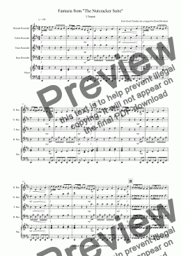 page one of Trepak (Fantasia from Nutcracker) for Recorder Quartet