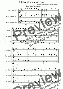 page one of 8 Easy Christmas Trios for Saxophone