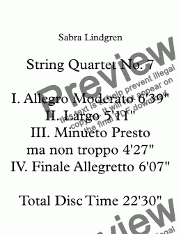 page one of String Quartet No. 7 I. Allegro Moderato