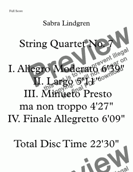 page one of String Quartet No. 7  III. Minueto Presto ma non troppo
