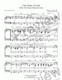page one of I Am Thine, O Lord - Hymn Piano Solo
