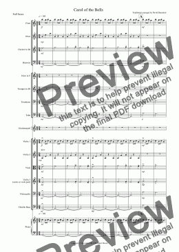 page one of Carol of the Bells for School Orchestra