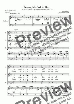 page one of "Nearer my God to Thee" (SAB High Choir) -Download Funeral Sheet Music