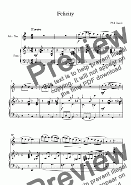 page one of Felicity - Alto Sax & Piano