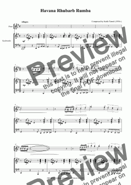 page one of Havana  Rhubarb Rumba for two Flutes & Piano