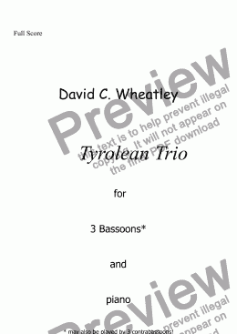 page one of Tyrolean Trio for 3 bassoons and piano by David Wheatley