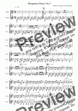 page one of Hungarian Dance No.5 for Violin Duet