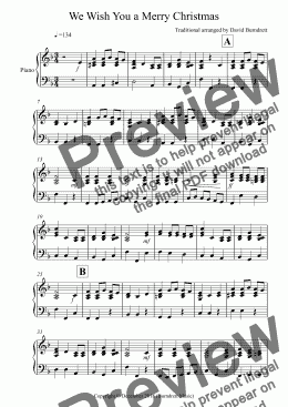 page one of We Wish You a Merry Christmas for Piano Solo