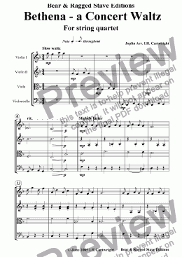 page one of Bethena - a concert waltz for string quartet