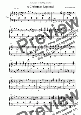 page one of A Christmas Ragtime! for Piano Solo