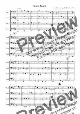 page one of Silent Night for Tuba Quartet