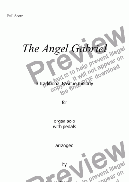 page one of The Angel Gabriel for organ solo with pedals