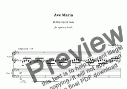 page one of Schubert - AVE MARIA - 1 piano 4 hands