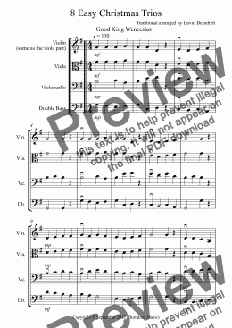 page one of 8 Easy Christmas Trios for Violin or Viola, Cello and Double Bass