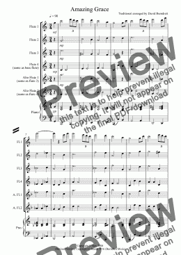 page one of Amazing Grace for Flute Quartet