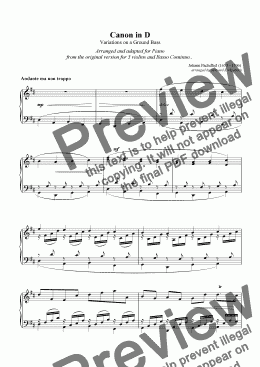 page one of Canon in D - J. Pachelbel-Sheet Music Download (Piano Arrangement)
