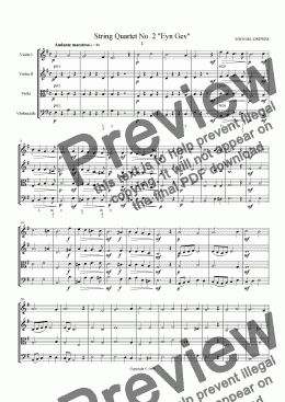 page one of String Quartet No. 2 "Eyn Gev", Complete Score