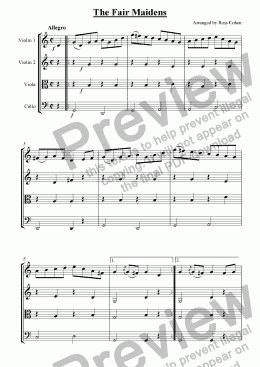 page one of trad. Irish - THE FAIR MAIDENS - for string quartet