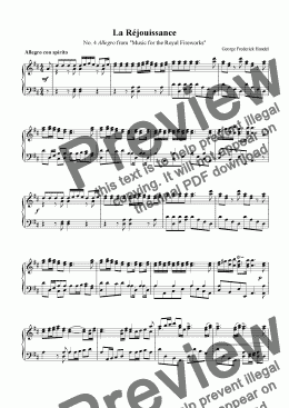 page one of "La Rejouissance" -Download Sheet Music (Royal Fireworks)