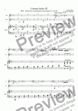 page one of Bizet- Carmen Suite #2 (piano, flute, violin)