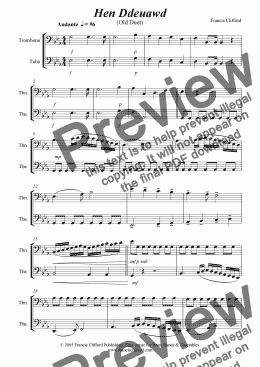 page one of Hen Ddeuawd (Trombone and Tuba version)