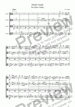 page one of HURDY GURDY - for viola quartet