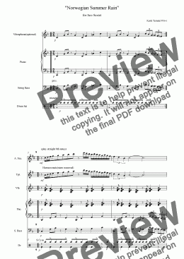 page one of Norwegian Summer Rain for Jazz Quintet (Tpt, A.Sax, Piano, DB & Drumset)