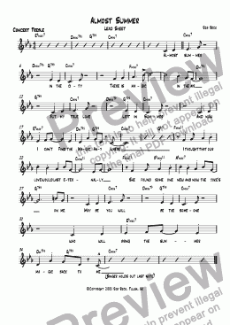 page one of Almost Summer (Jazz Vocal or Instrumental  Lead Sheet)