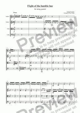 page one of Rimsky-Korsakov - FLIGHT OF THE BUMBLE BEE - for string quartet