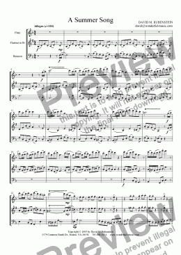 page one of A Summer Song (for flute, clarinet, and bassoon)
