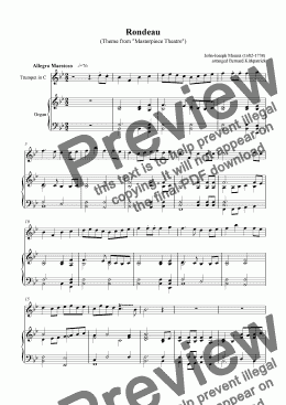 page one of "Rondeau" by Jean Joseph Mouret -Download Sheet Music (Bb Trumpet)