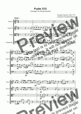 page one of Psalm 19 - Marcello; Download Sheet Music Wedding String Quartet