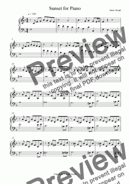 page one of Sunset for Piano