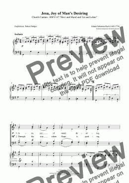 page one of Jesu, Joy of Man’s Desiring - Download Vocal Score -SATB/Keyboard