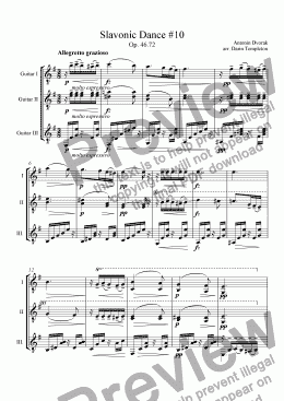 page one of Dvorak- Slavonic Dance no. 10(2) (Guitar Trio)