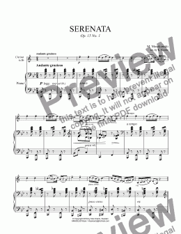 page one of Serenata Op. 15 No. 1 for clarinet in Bb and piano