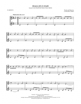 page one of Hallelujah (Clarinet Duet)