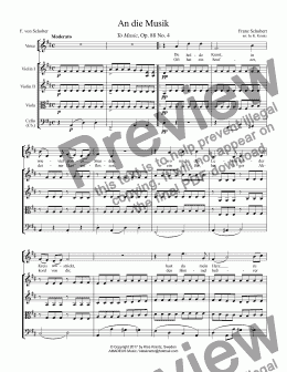 page one of An die Musik To Music for voice and string quartet (orchestra)