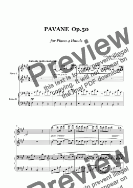 page one of Faure - PAVANE  Op.50  for Piano 4 Hands