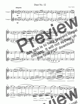 page one of Duet No 12 for Trumpets