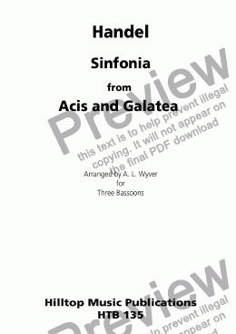 page one of Sinfonia from Acis and Galatea arr. three bassoons