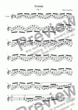 page one of Prelude for solo Violin, G Major, Op. 7
