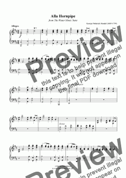 page one of "Hornpipe" from the Water Music Suite-Download Sheet Music