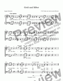 page one of Gold und Silber (choir TTBB)