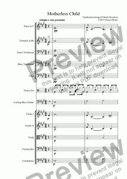 page one of Motherless Child for Singer and Orchestra