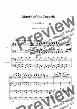 page one of Grieg - March of the Dwarfs Op.54 No.3 - 1 piano 4 hands
